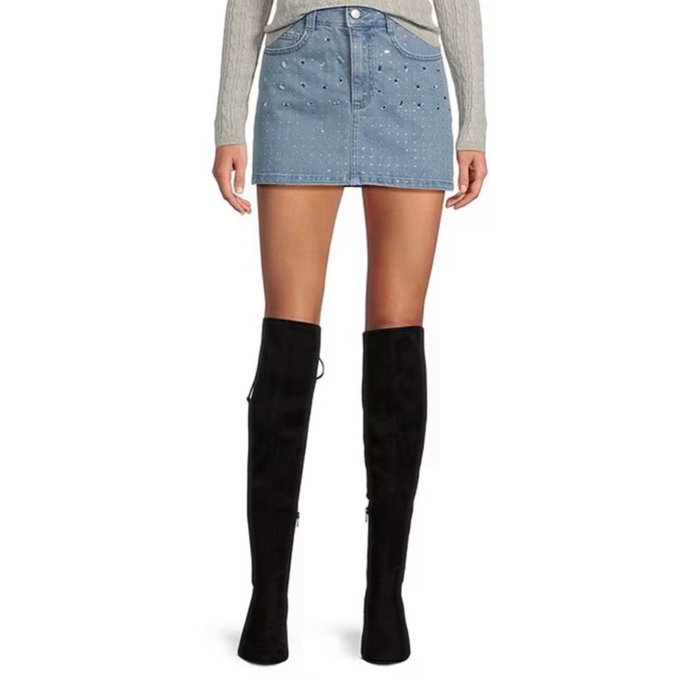Gianni Bini Jeweled Denim Embellished Mini Skirt🤍Gorgeous Style🤍✨ Sparkle✨🤍